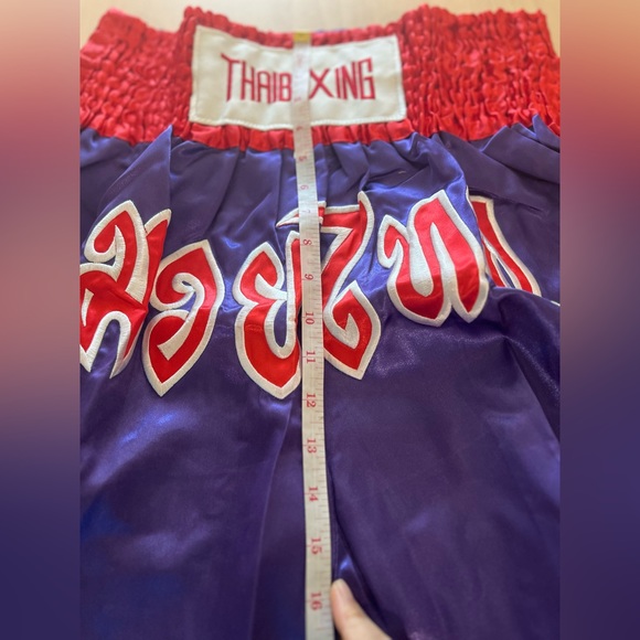 Boxing Short Muay Thai Men Women 2XL Purple Embroidery MMA Sports Elastic Fonts - Picture 4 of 8